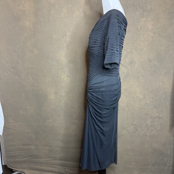 Tadashi Shoji Black Dorsey Draped Cocktail Dress Size S Elegant Evening - Picture 4 of 8